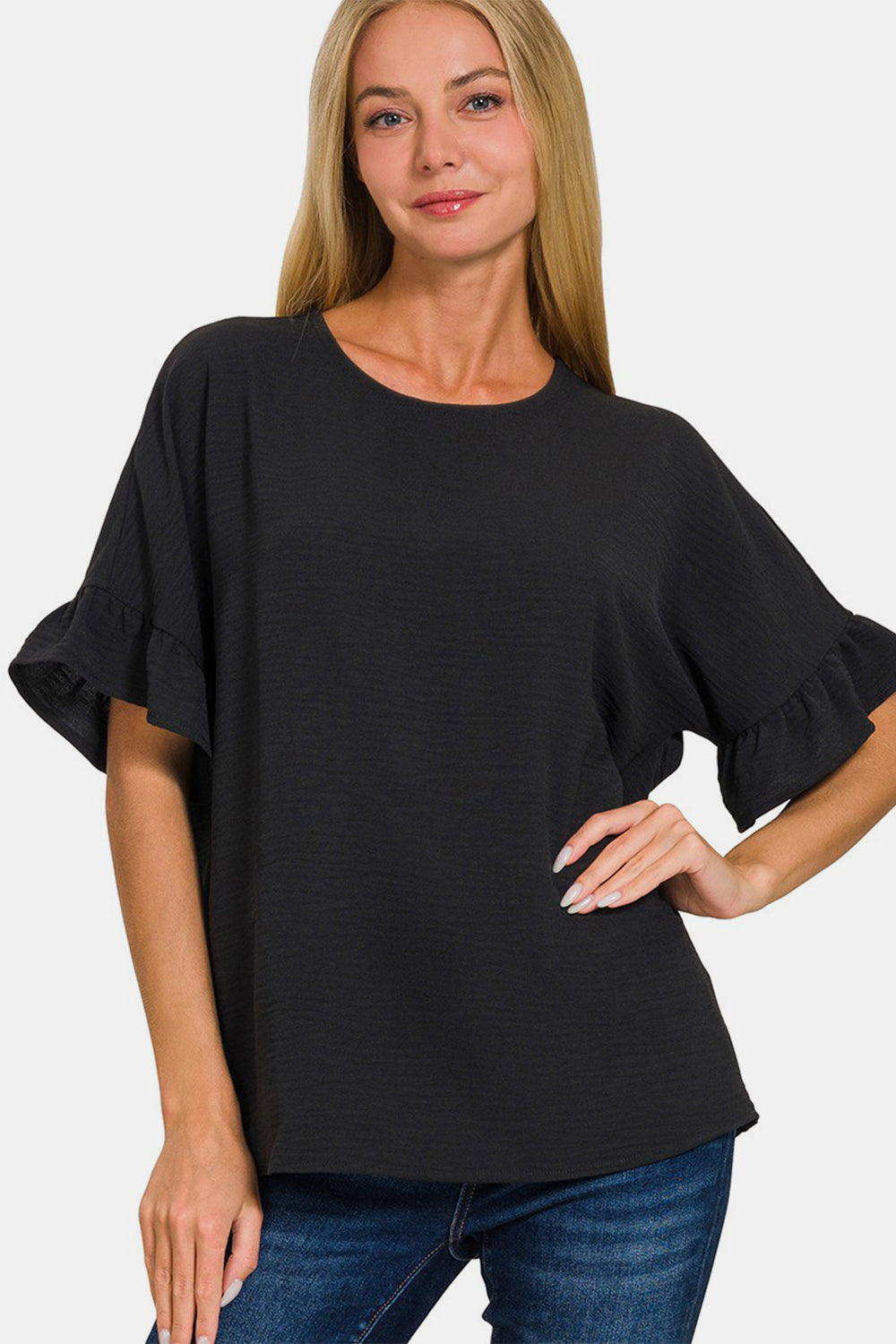 ONLINE ONLY! Zenana V-Neck Flutter Sleeve Top