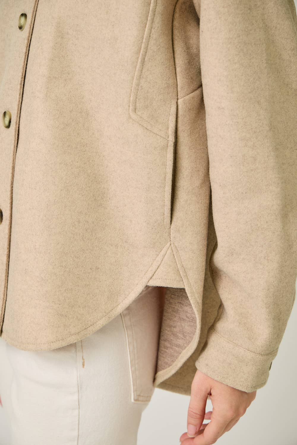 Mystree - Button Down Shirt Jacket: Milk Tea