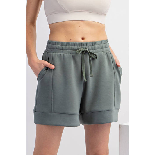 MODAL POLY SPAN SCUBA PLEAT CASUAL SHORT