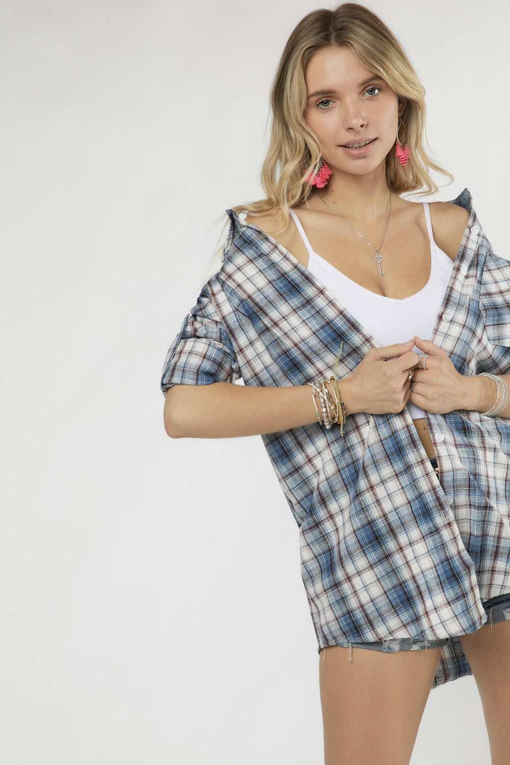 PLAID BUTTONDOWN LONG SLEEVE SHIRT / GREEN