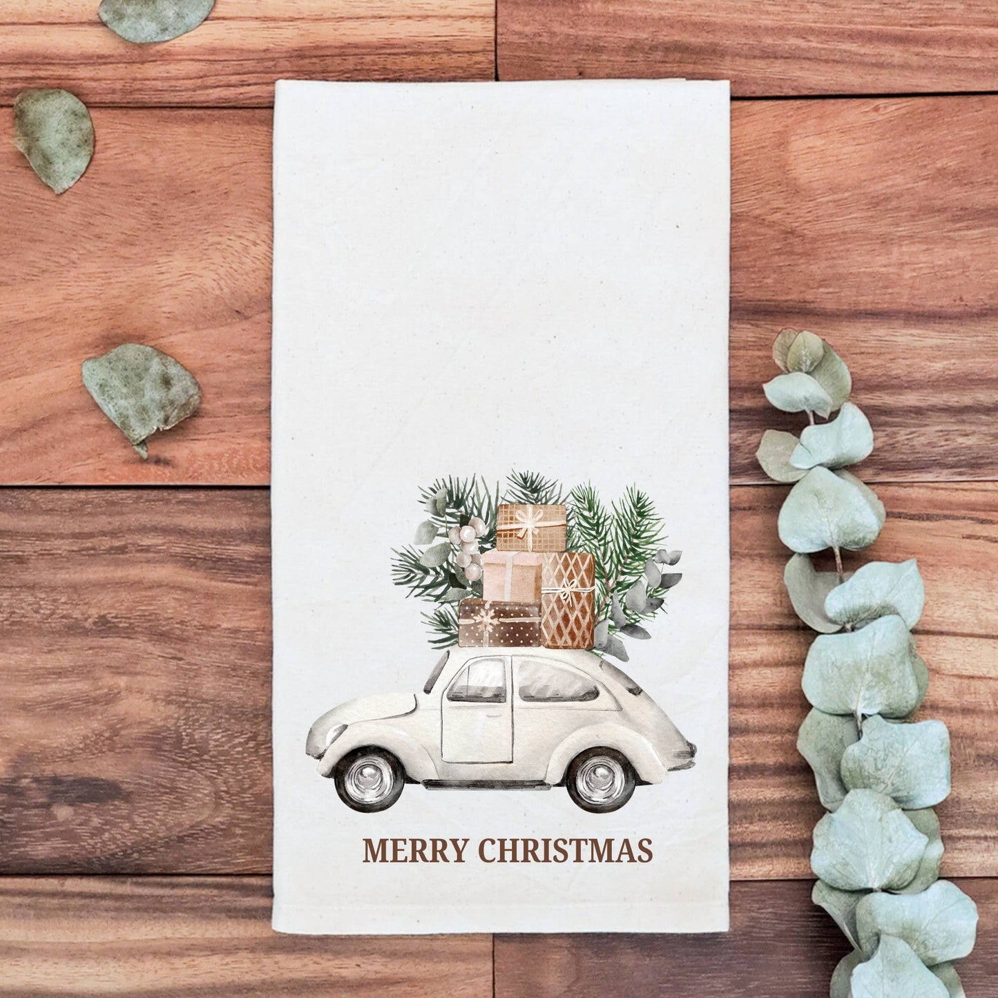 KORISSA - Handmade Cotton Tea Towel - Festive Christmas Tree