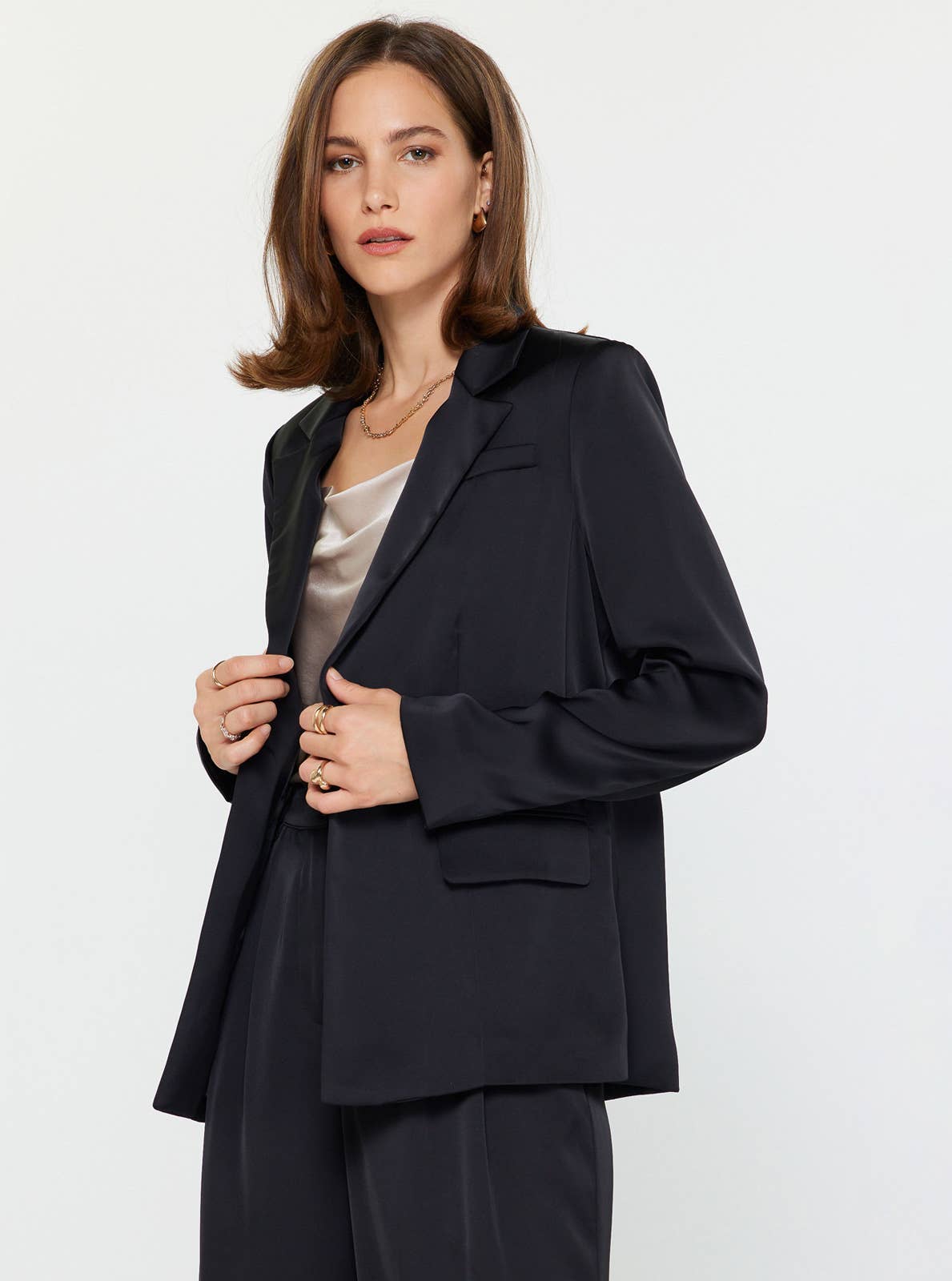 Current Air - Silky Tailored Jacket: Black