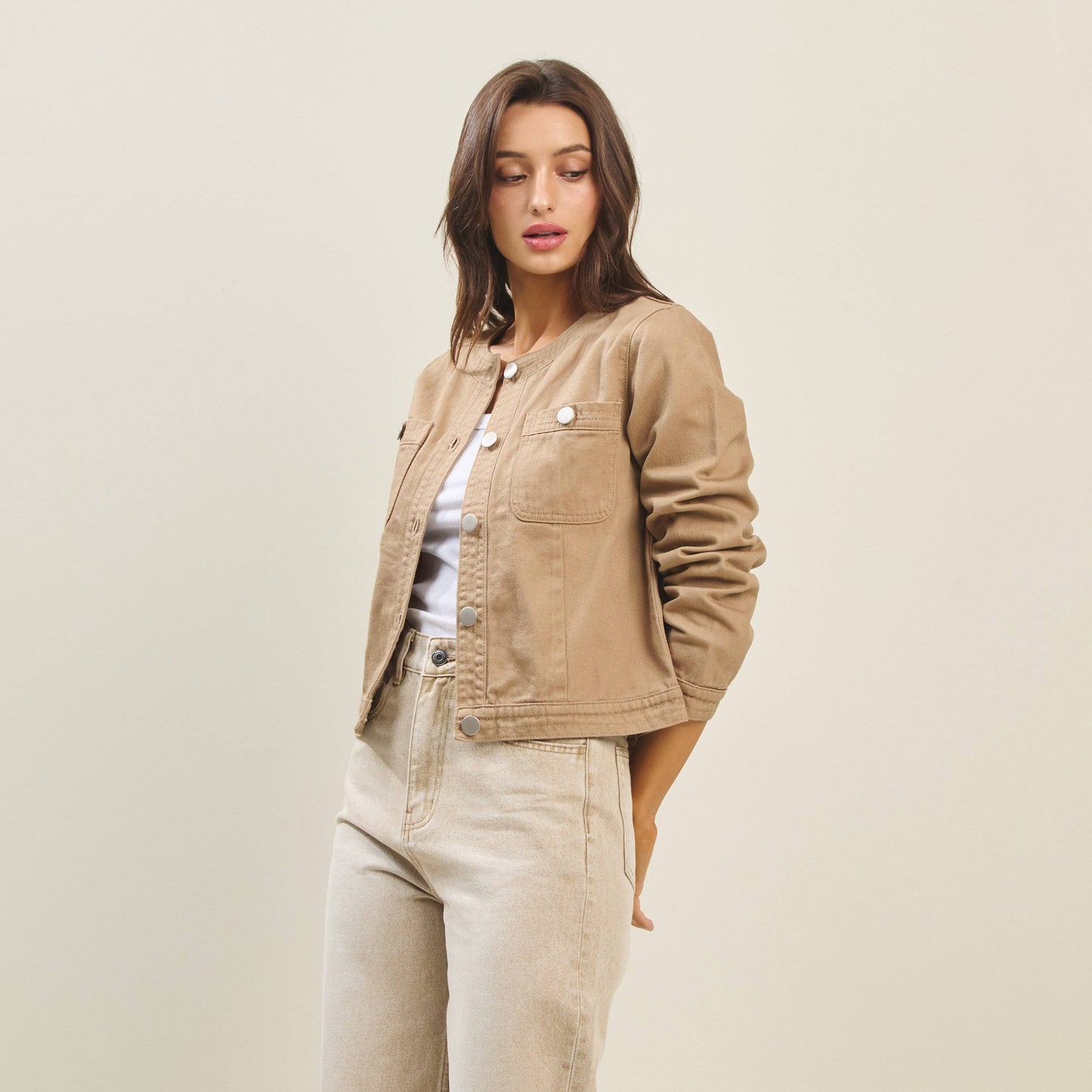 Able - Colored denim twill jacket: OLIVE