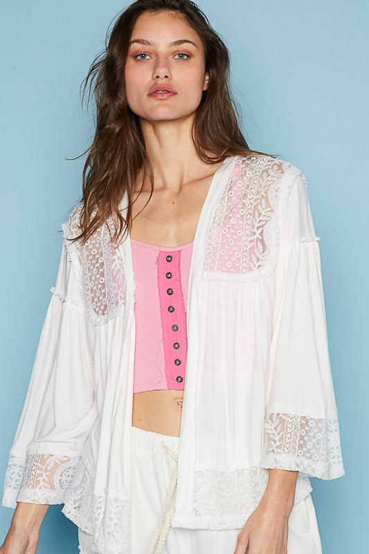 ONLINE ONLY! POL Open Front Lace Detail Cardigan