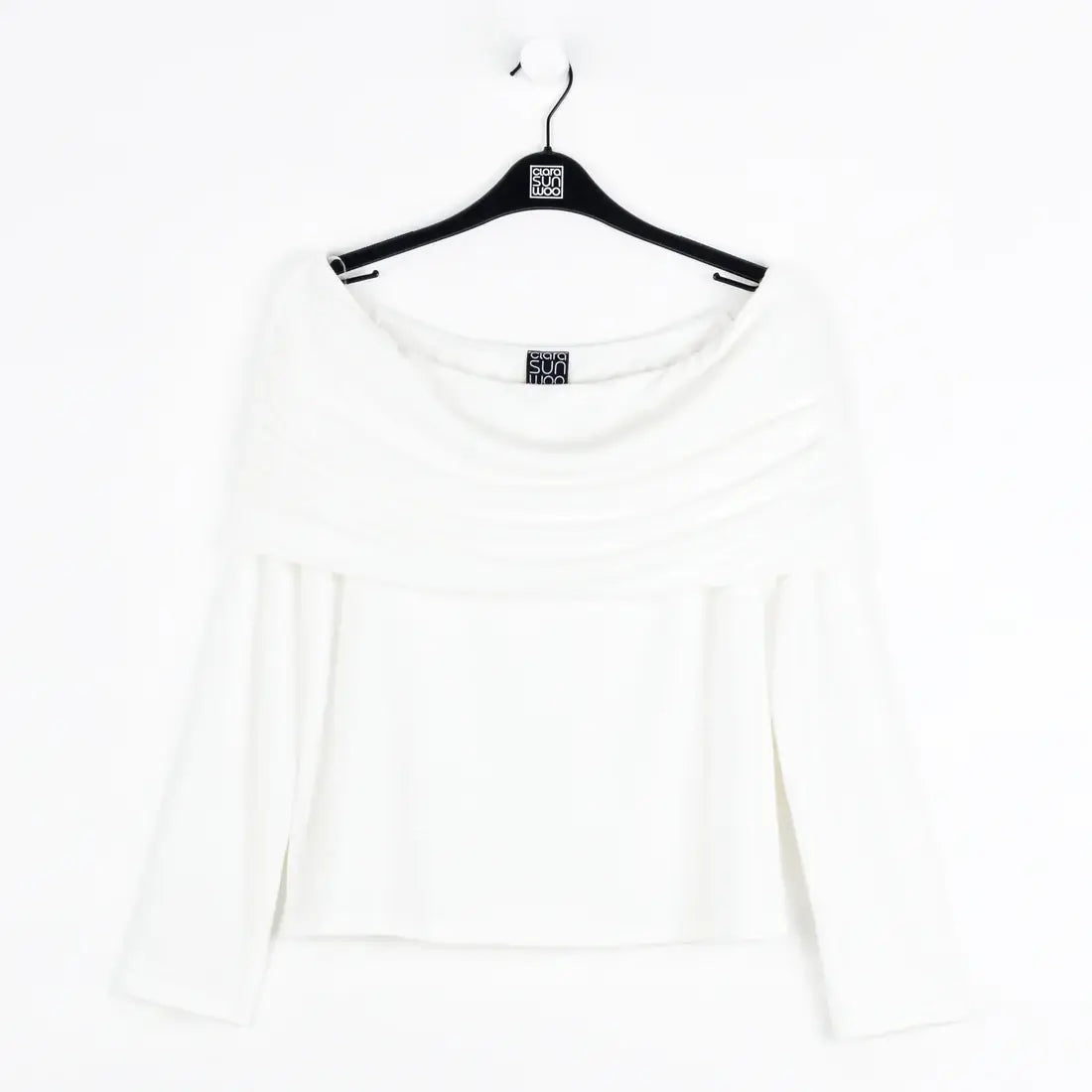 Clara Sunwoo - Ultra Cozy - Ruched Off-Shoulder Sweater Top: Ivory