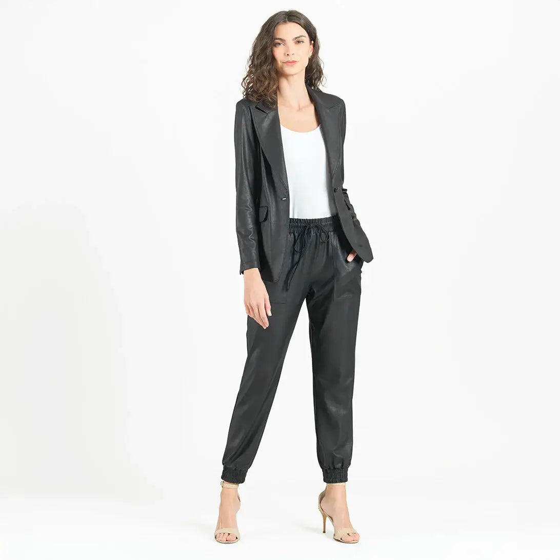Clara Sunwoo - JK124 - Liquid Leather ™ Signature Pocket Blazer: Black / S
