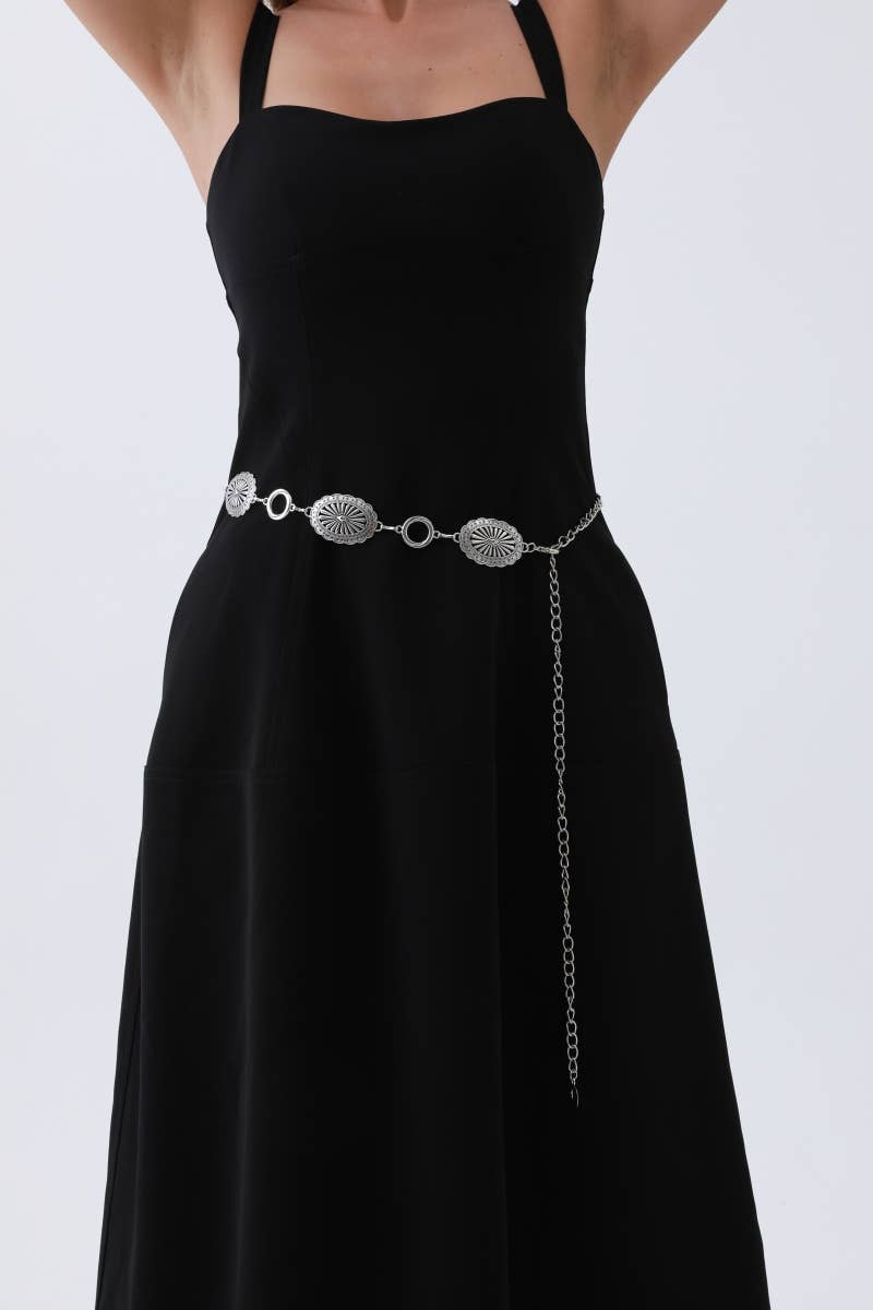 Leto Accessories - Western Chain Belt – Interlocking Oval & O-Ring Design: Autique Gold