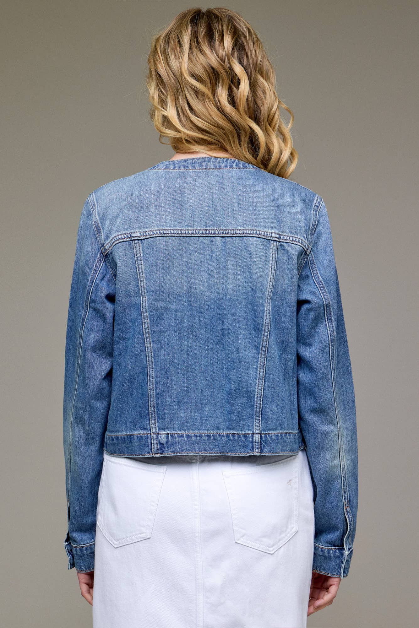 Hidden Jeans - Medium Light Collarless Trucker Jacket