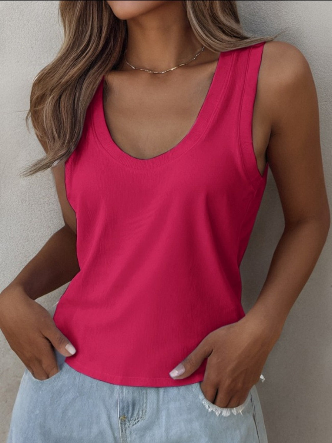 ONLINE ONLY! Solid Scoop Neck Tank