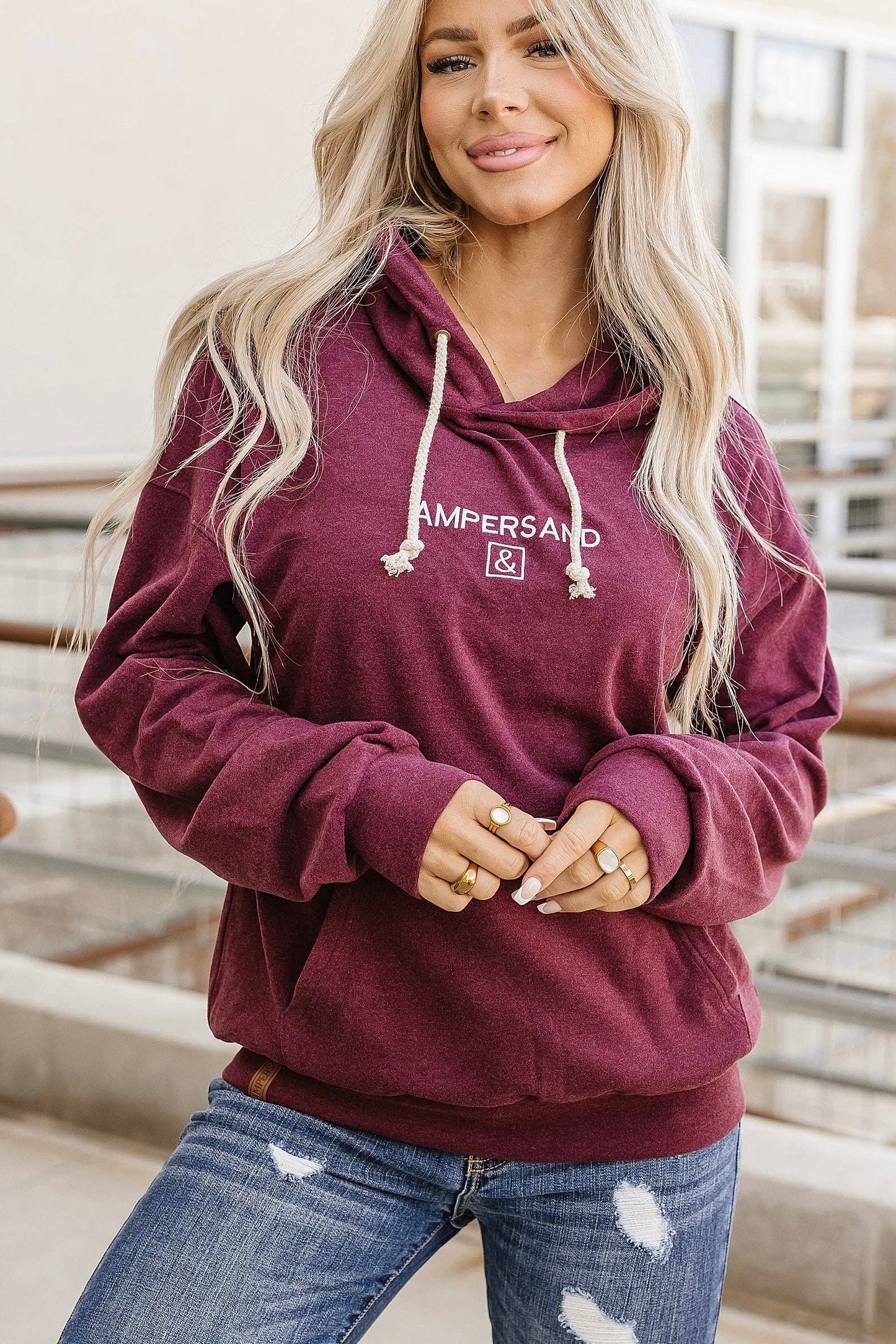 Ampersand Avenue - Performance Fleece University Hoodie - Wine