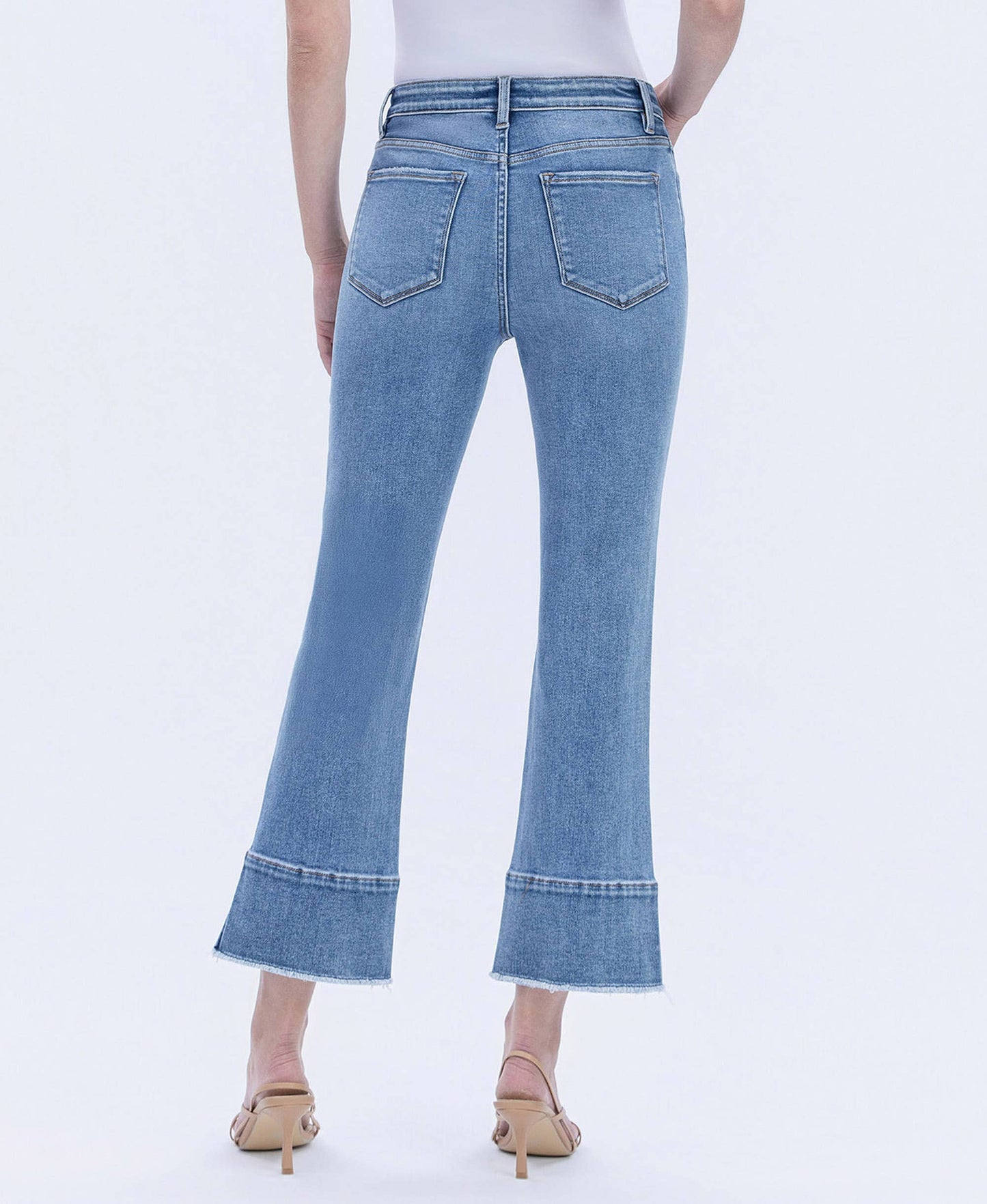 FLYING MONKEY - HIGH RISE TROUSER SLIT HEM KICK FLARE JEANS URBANE