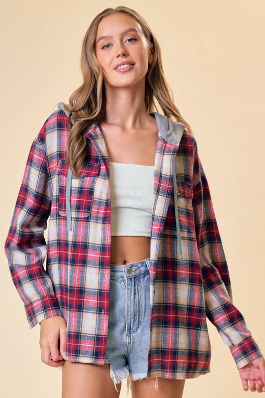 Doe and Rae - HOODIED PLAID SHIRT