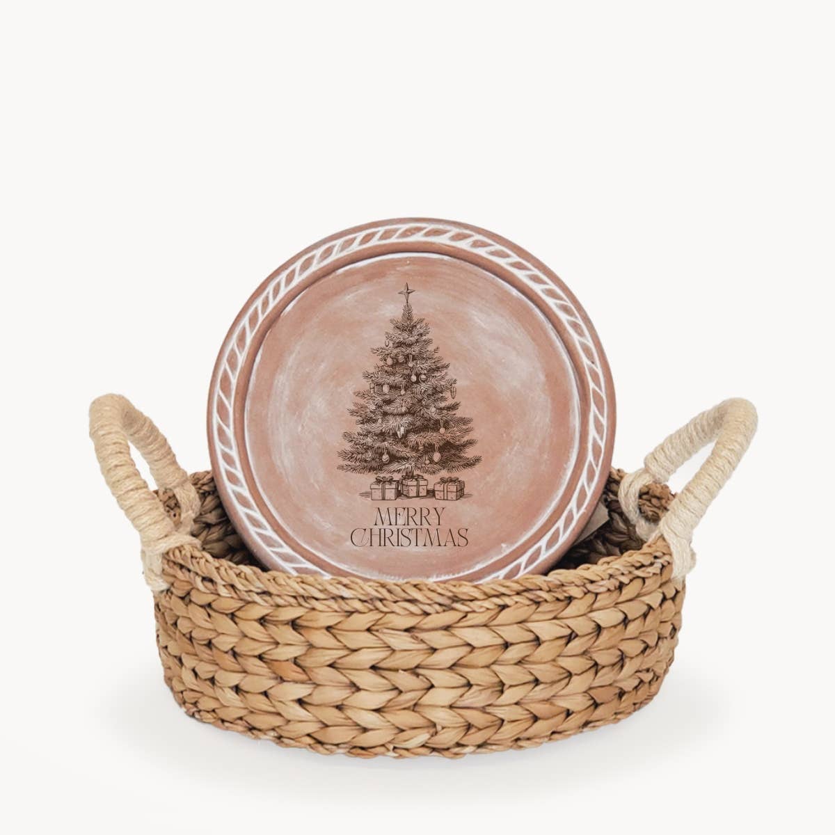 KORISSA - Handmade Bread Warmer & Wicker Basket - Christmas Round: Christmas Tree