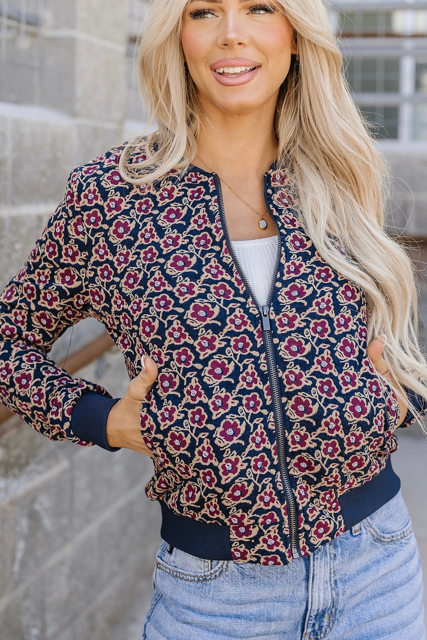 ONLINE ONLY! Ampersand Avenue Flowerbomb-er Jacket- Blue