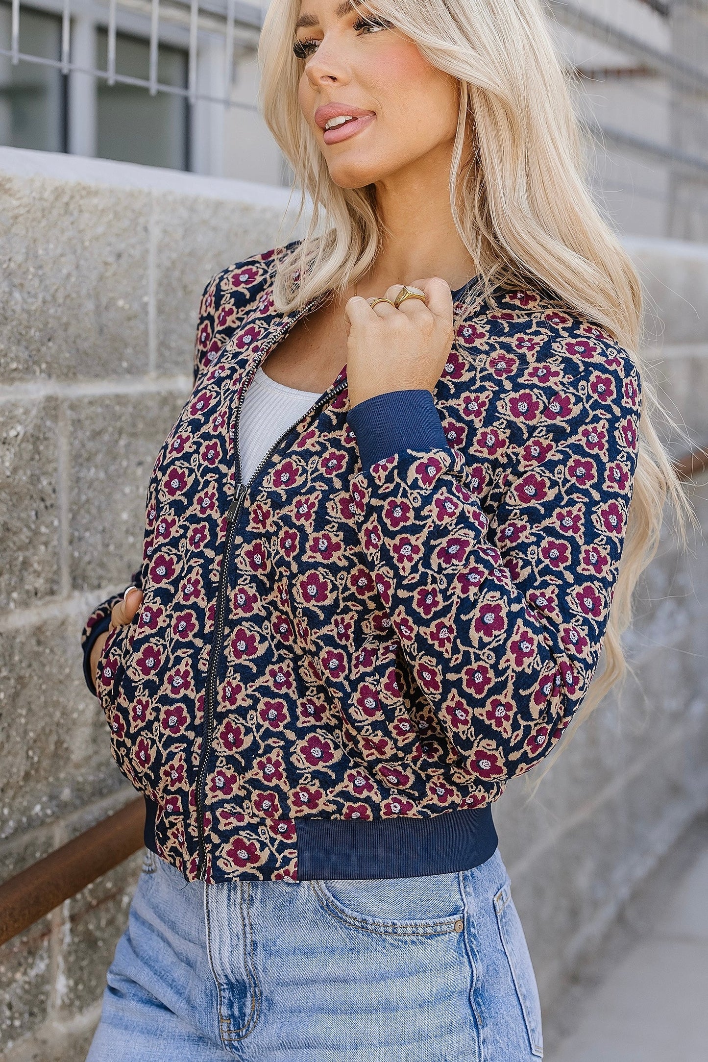 ONLINE ONLY! Ampersand Avenue Flowerbomb-er Jacket- Blue