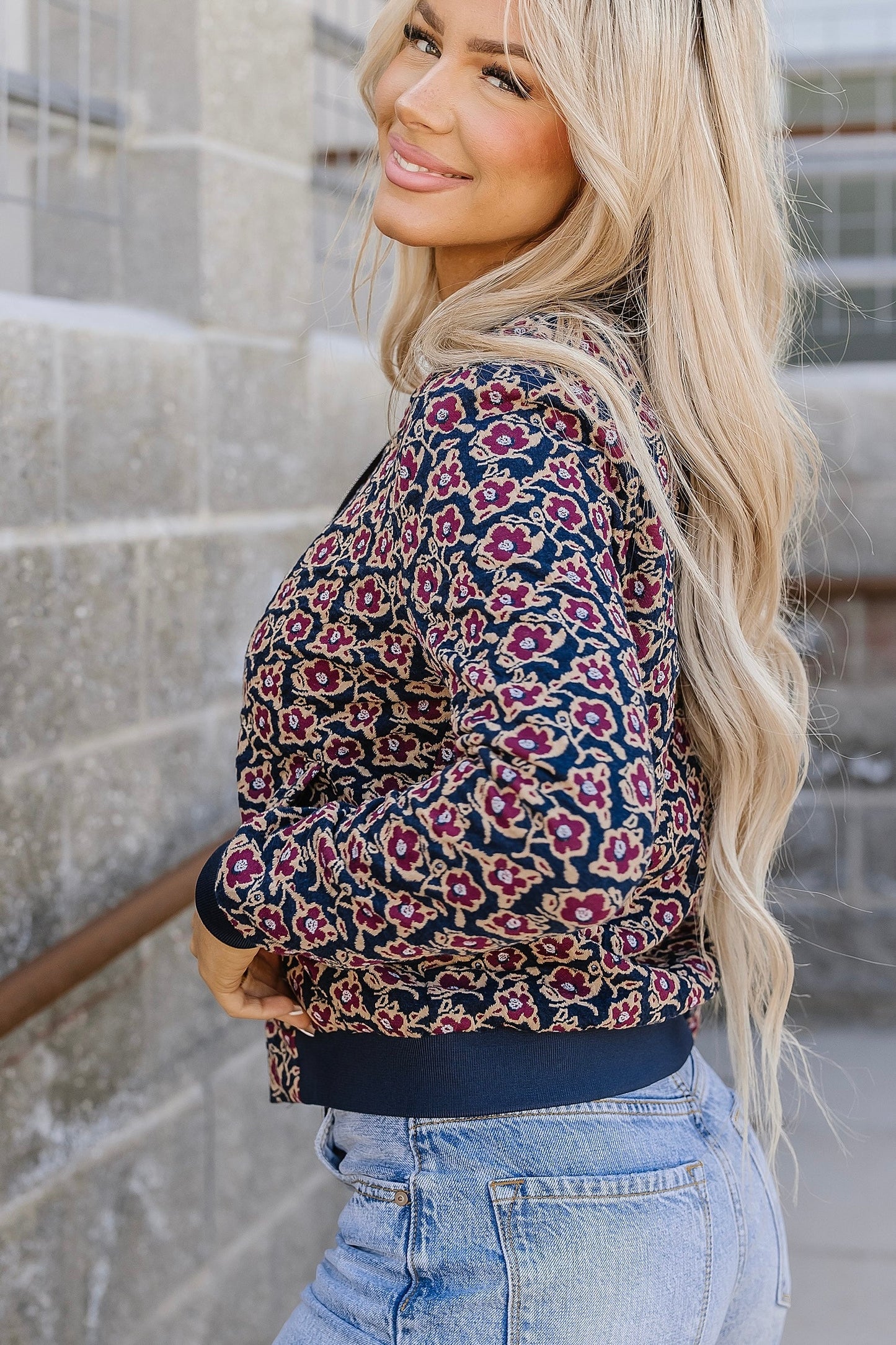 ONLINE ONLY! Ampersand Avenue Flowerbomb-er Jacket- Blue