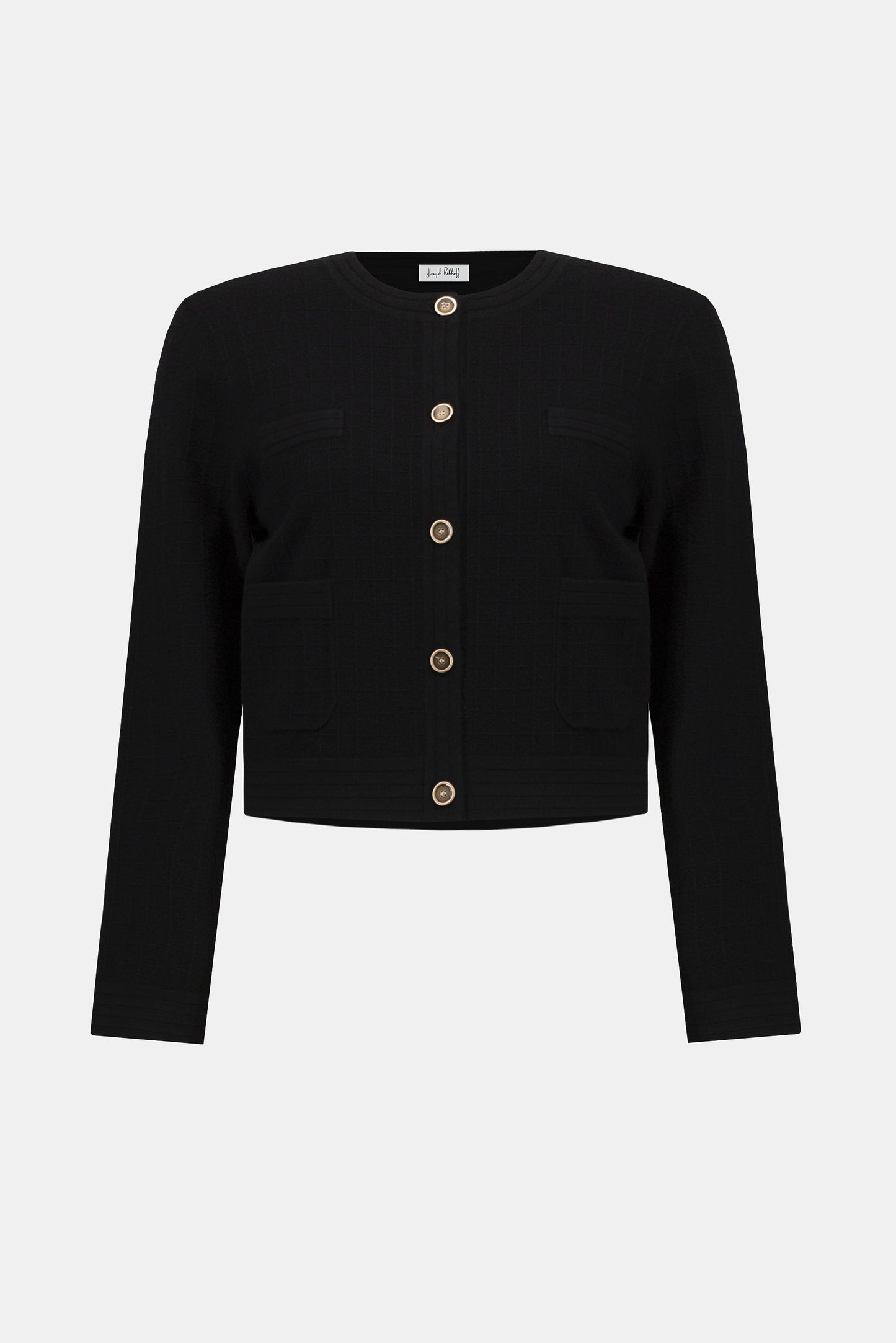 Josheph Ribkoff Sweater Knit Crew Neck Button-Front Jacket