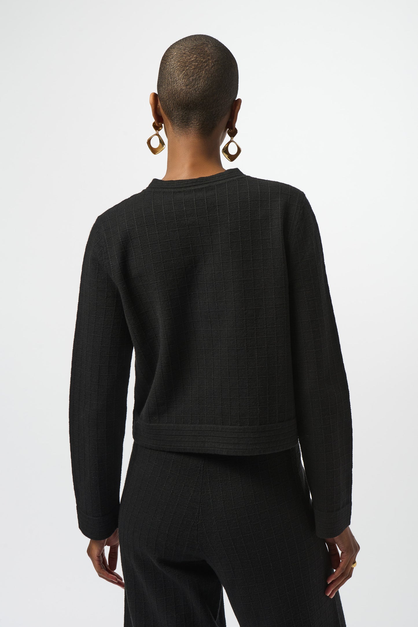 Josheph Ribkoff Sweater Knit Crew Neck Button-Front Jacket
