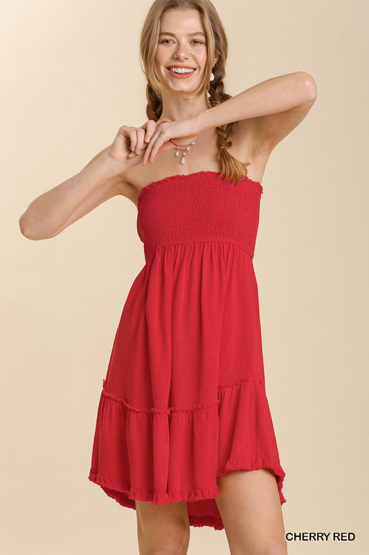 Umgee Red Strapless Dress