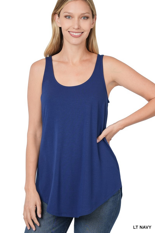 Sleeveless Round Neck Round Hem Top