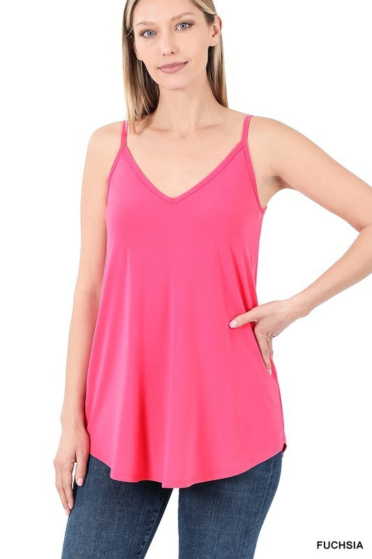 Front And Back Reversible Spaghetti Cami Multiple Colors