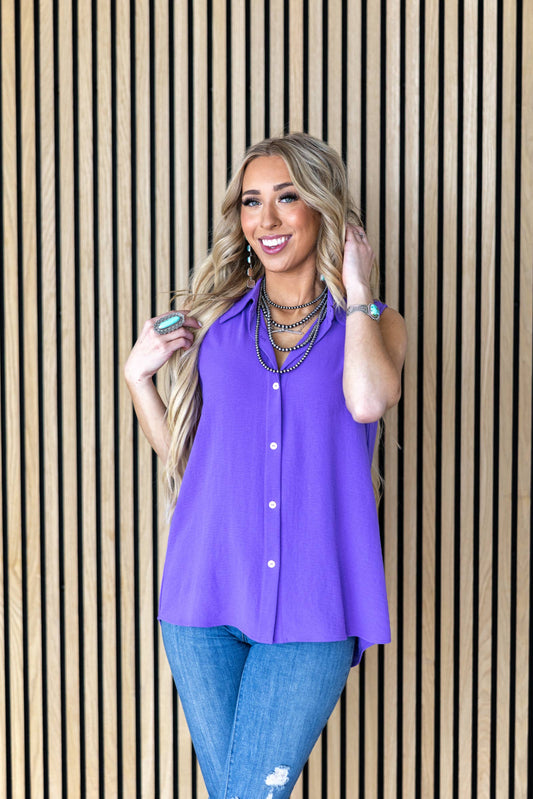 Andrée by Unit - Button Down Woven Blouse Top: ORCHID GLOW