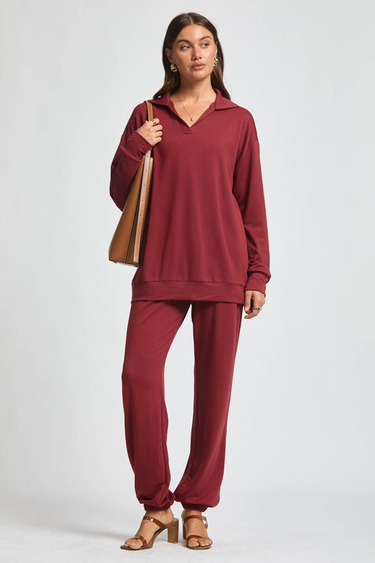 Dear Scarlett - 2-Piece French Terry Set TRVSET in CABERNET