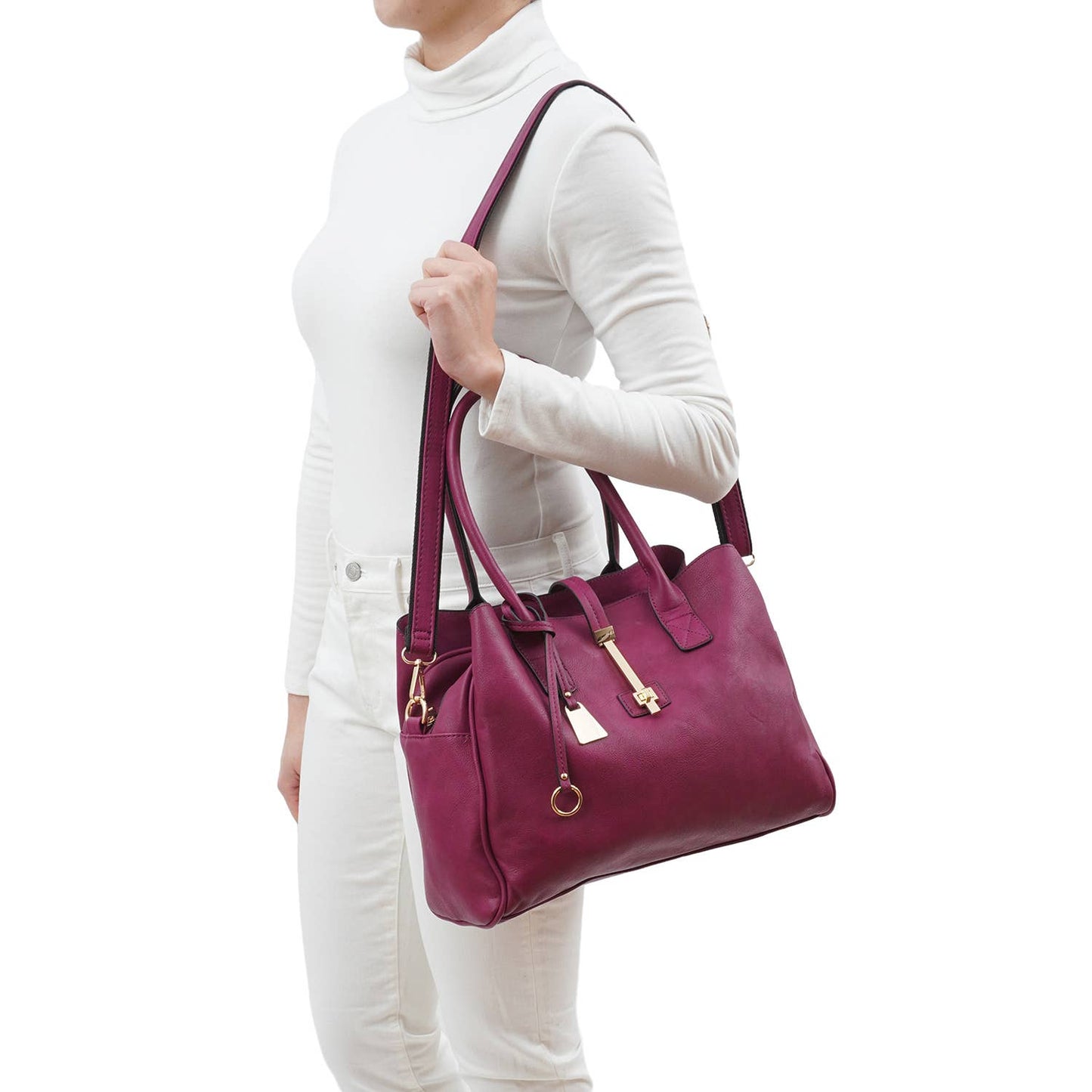 Mellow World - Jasmine Structured 3-Compartment Satchel: Plum