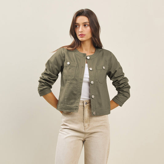Able - Colored denim twill jacket: OLIVE