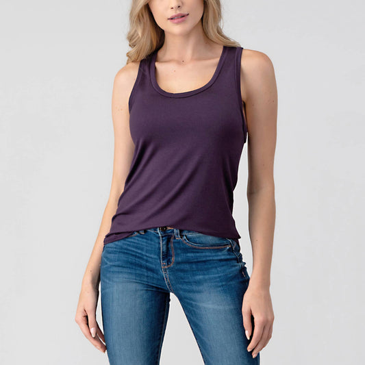 Heimious - Scoop Neck Modal Jersey Tank Top Violet