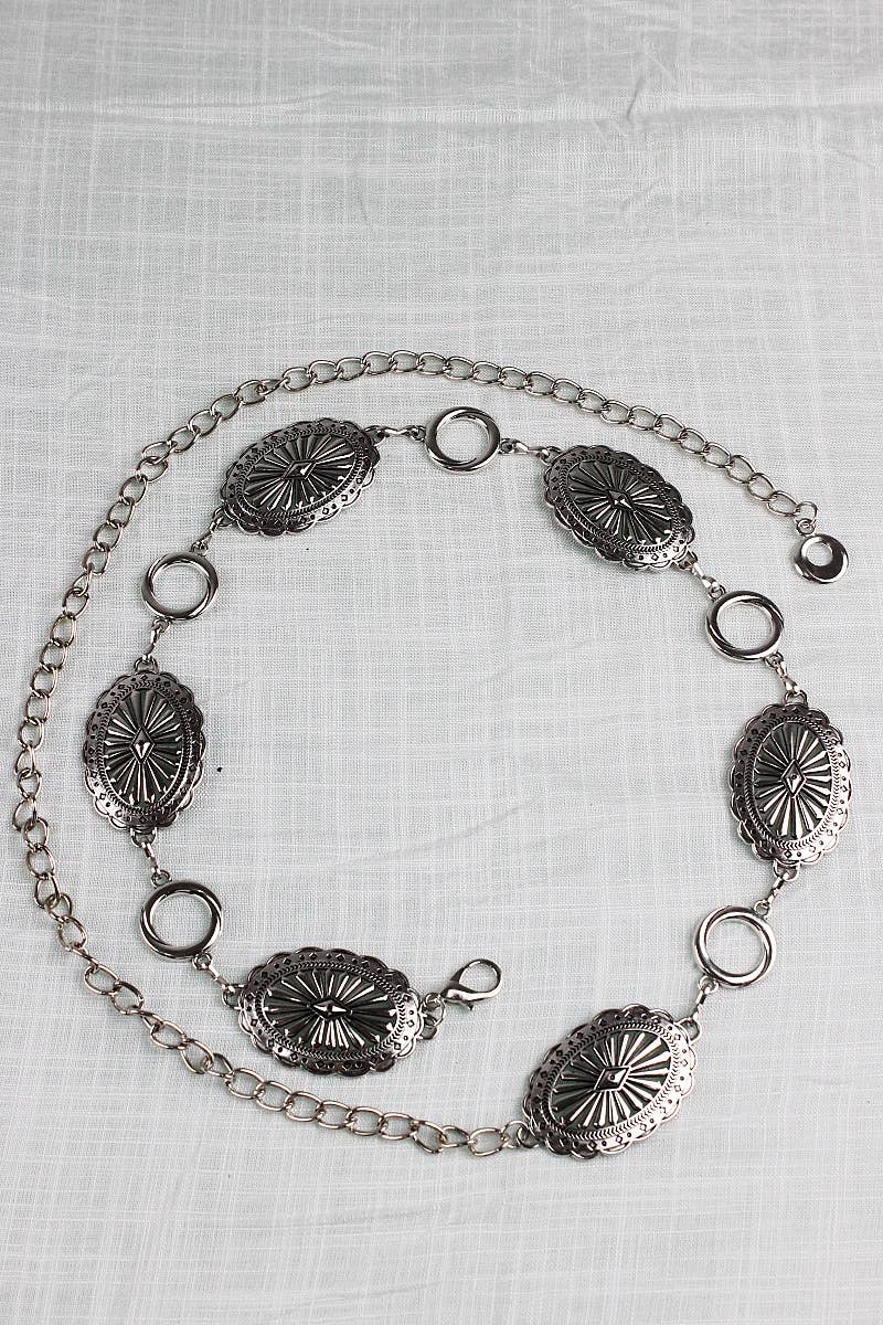 Leto Accessories - Western Chain Belt – Interlocking Oval & O-Ring Design: Autique Gold