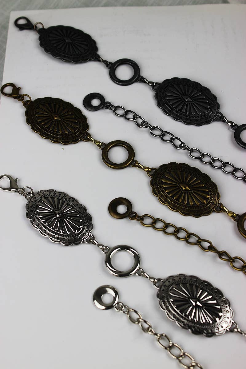 Leto Accessories - Western Chain Belt – Interlocking Oval & O-Ring Design: Autique Gold