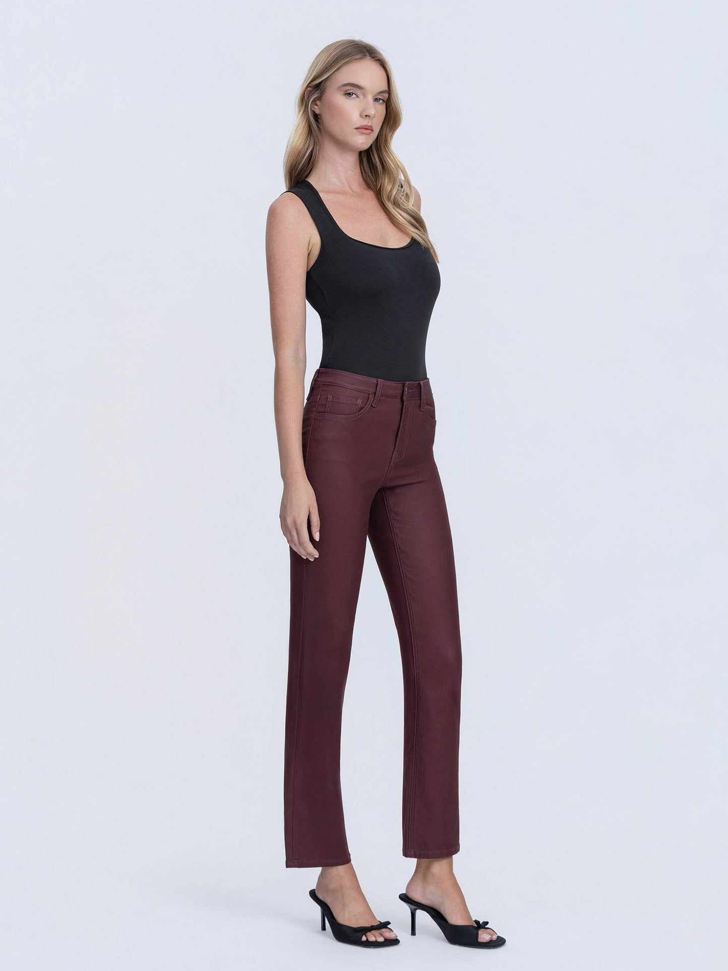 VERVET by FLYING MONKEY - HIGH RISE WINE COLOR SLIM STRAIGHT JEANS