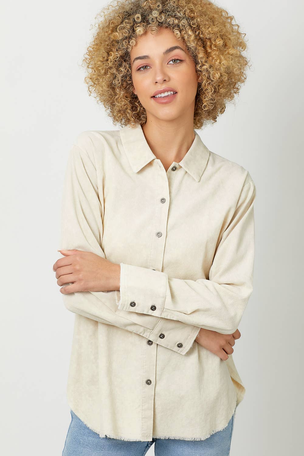 Washed Corduroy Shirt in Oatmeal