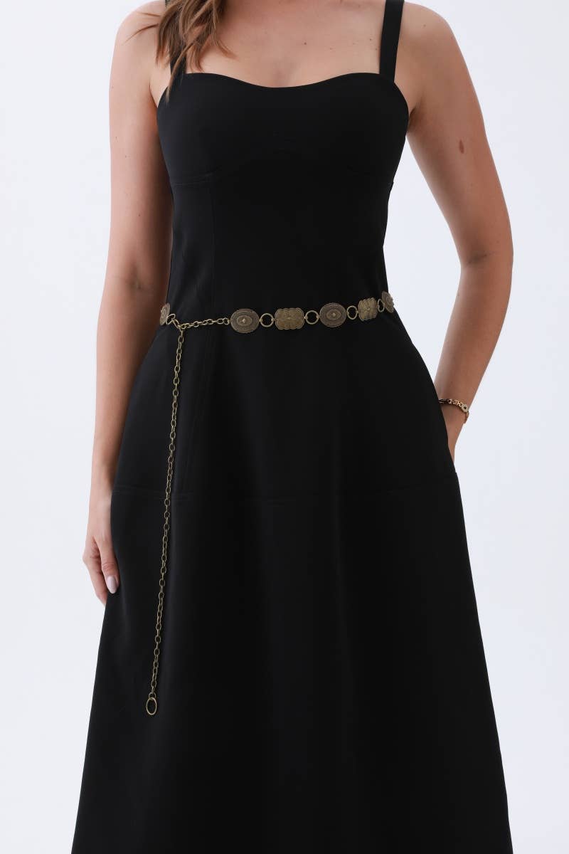 Leto Accessories - Vintage Geometric Western Chain Belt – Timeless Cowboy Chic: Bronze