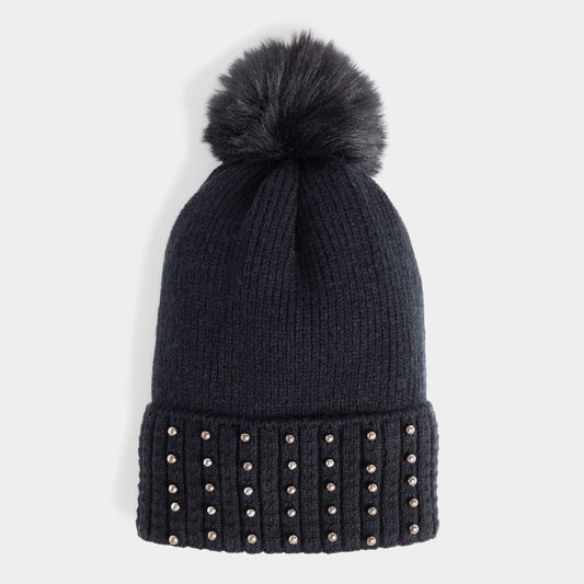COCO + CARMEN - Razzle Dazzel Knit Hat: Black / One Size