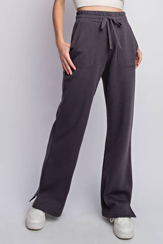 Sunday Morning - STRAIGHT LONG-LEG FRENCH TERRY PANTS: Black