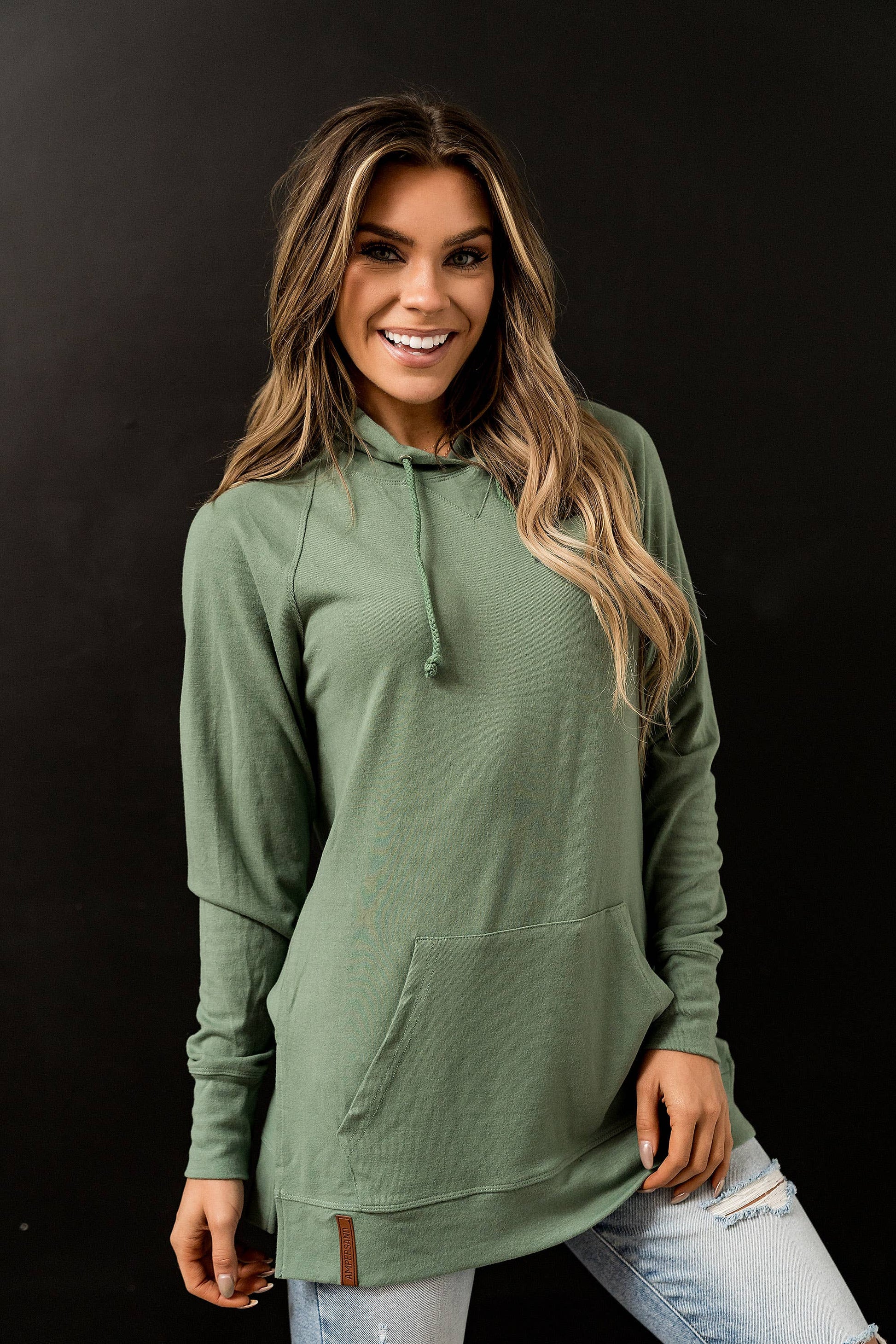 Ampersand Avenue - SideSlit Hoodie- Chive – The Tique'