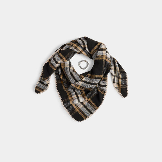 COCO + CARMEN - Plaid Triangle Wrap + Bracelet: Black