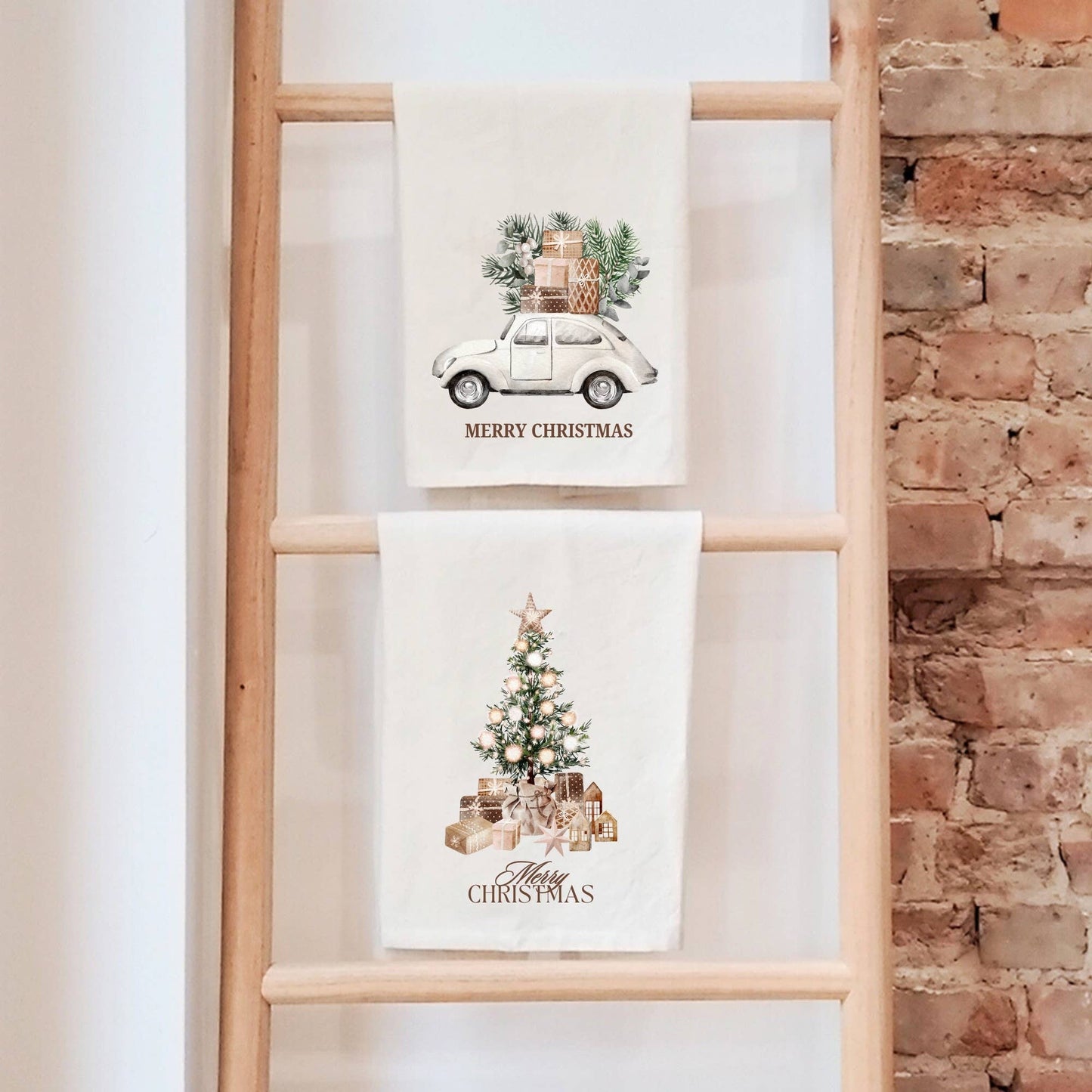 KORISSA - Handmade Cotton Tea Towel - Festive Christmas Tree