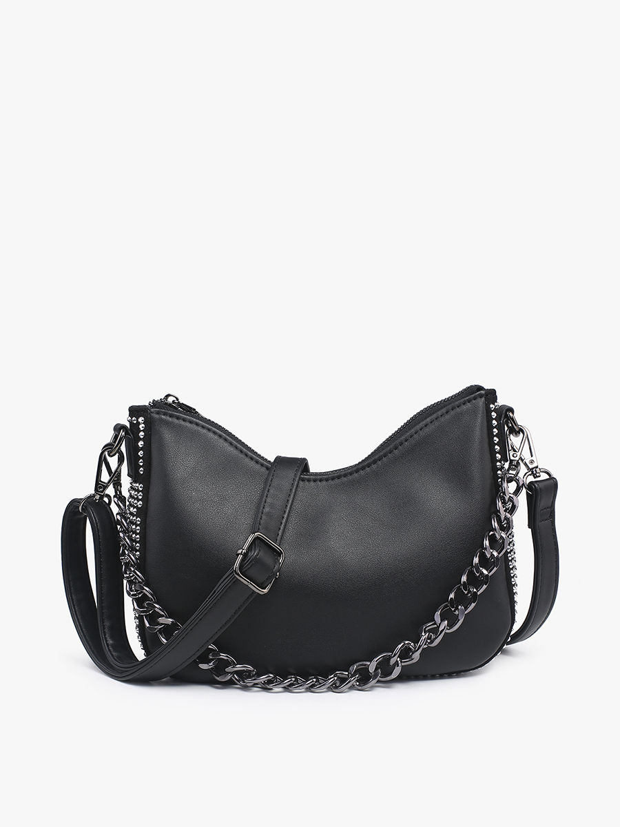 Jen & Co. Grommet Detailed Shoulder Bag: Black