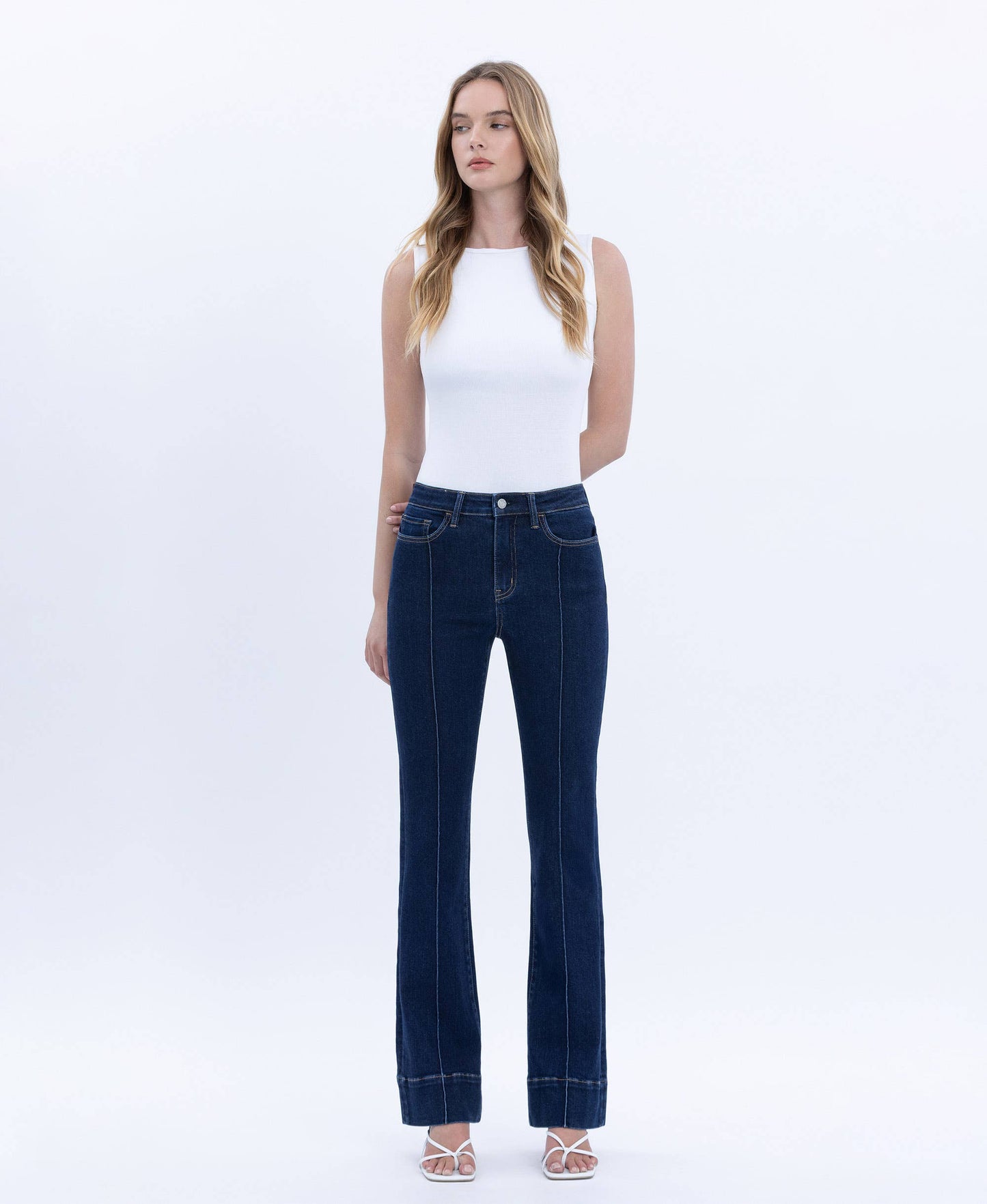 VERVET by FLYING MONKEY - HIGH RISE PIN TUCK TROUSER HEM