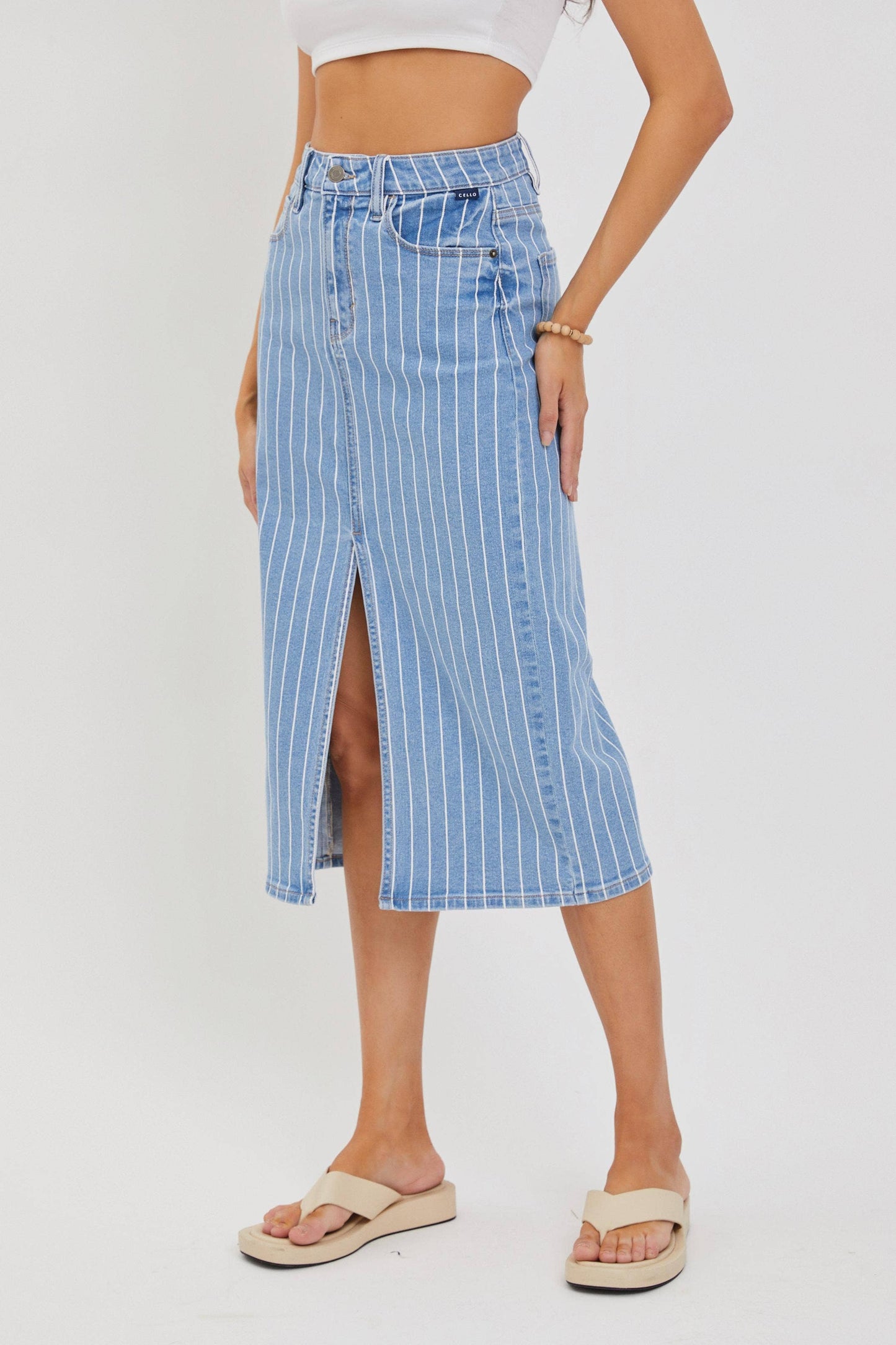 Cello Jeans - High Rise Midi Skirt with Front Slit