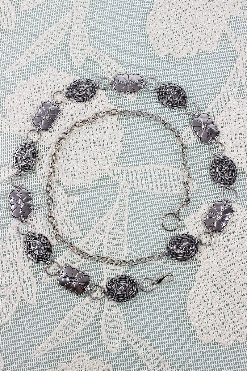 Leto Accessories - Vintage Geometric Western Chain Belt – Timeless Cowboy Chic: Bronze