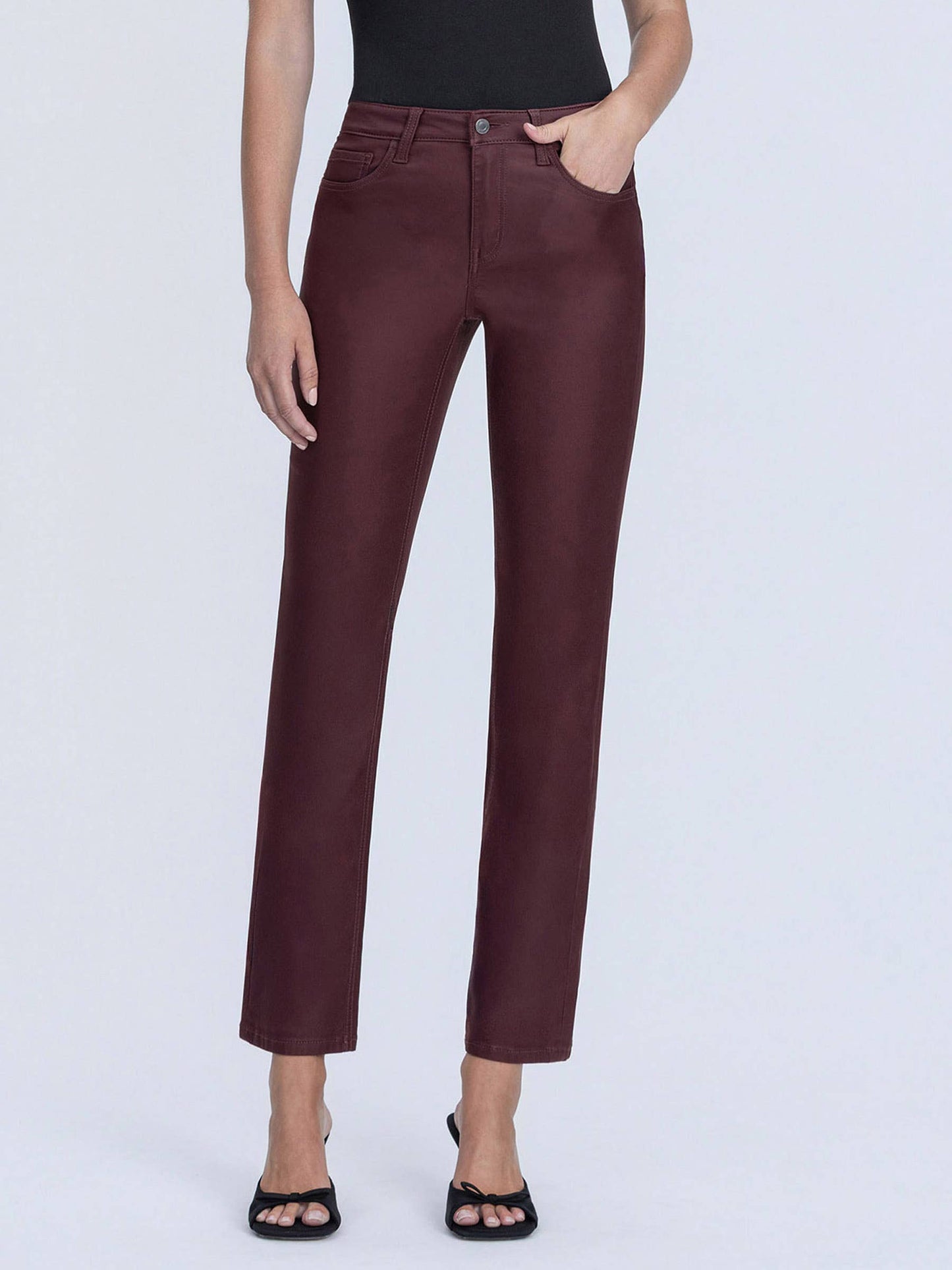 VERVET by FLYING MONKEY - HIGH RISE WINE COLOR SLIM STRAIGHT JEANS