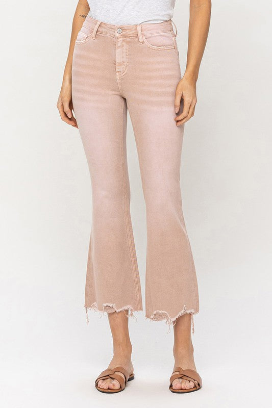 ONLINE ONLY! Vervet by Flying Monkey High Rise Distressed Hem Crop Flare Jeans