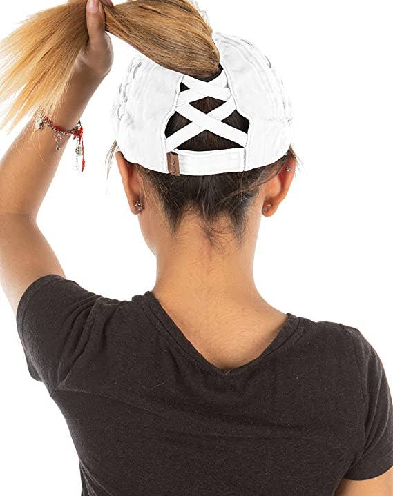 Funky Junque - Criss Cross Ponycap - White Basketweave