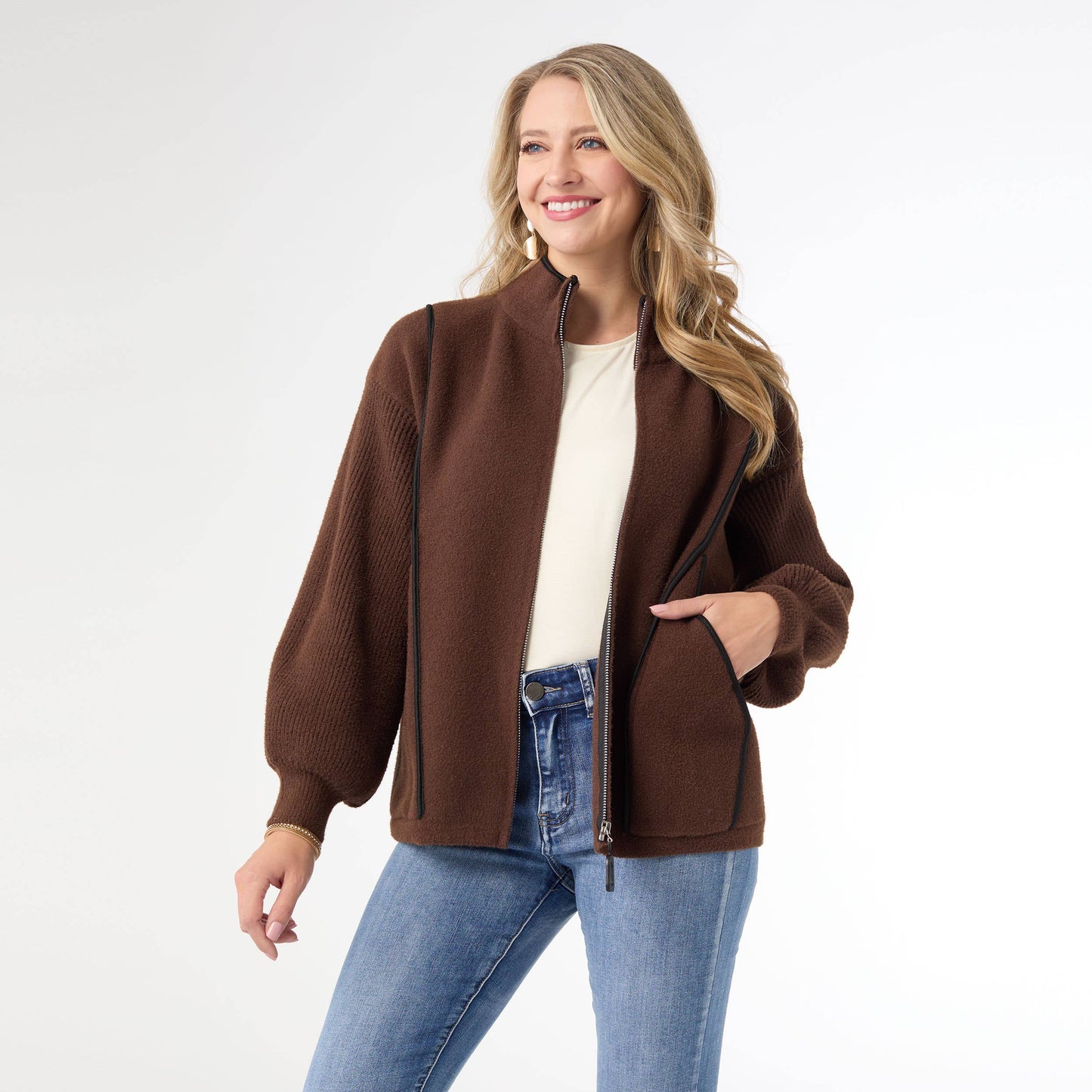 COCO + CARMEN - Harvey Soft Brushed Shacket: Chocolate