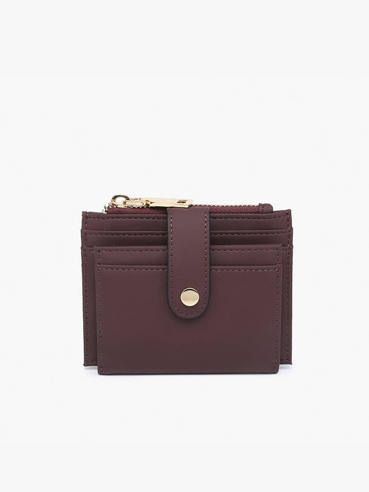 Jen & Co. - Sam Matte Mini Snap Wallet/Card Holder: Dark Plum