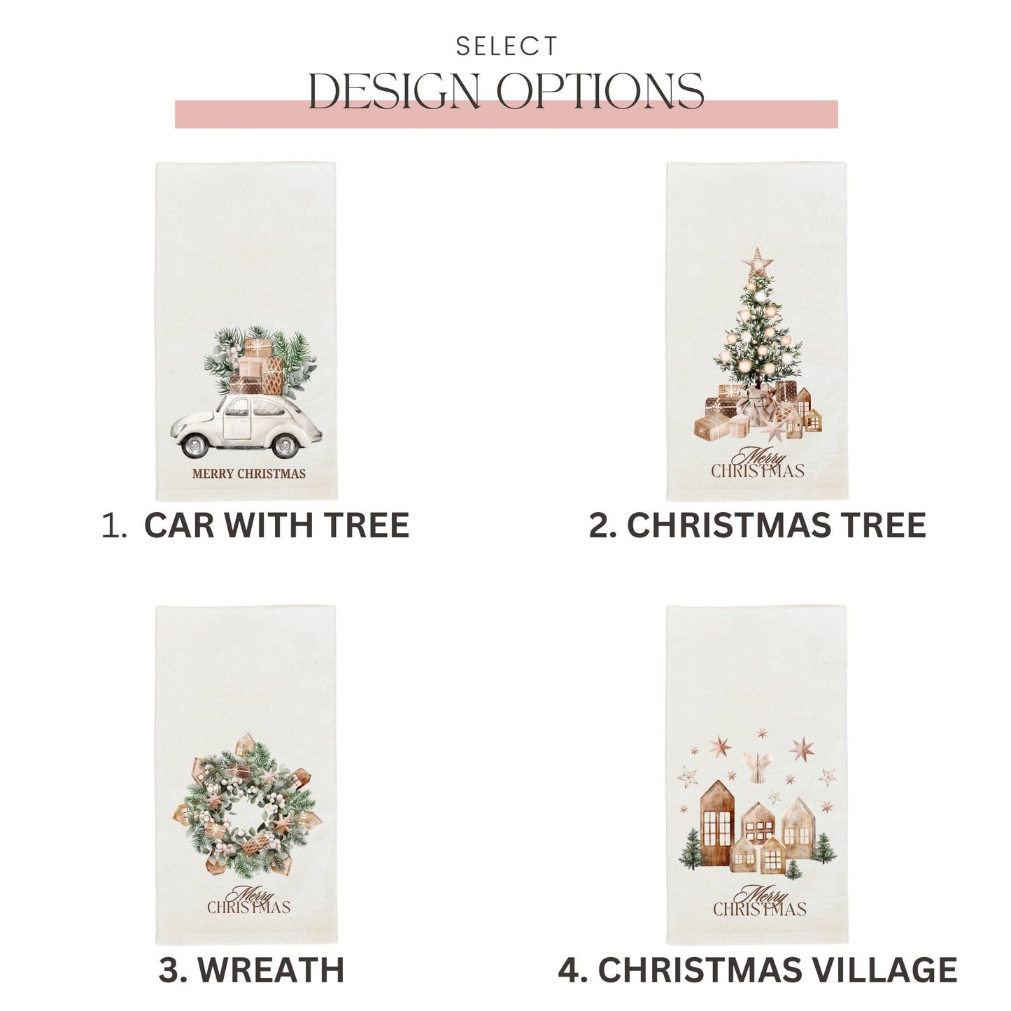 KORISSA - Handmade Cotton Tea Towel - Festive Christmas Tree